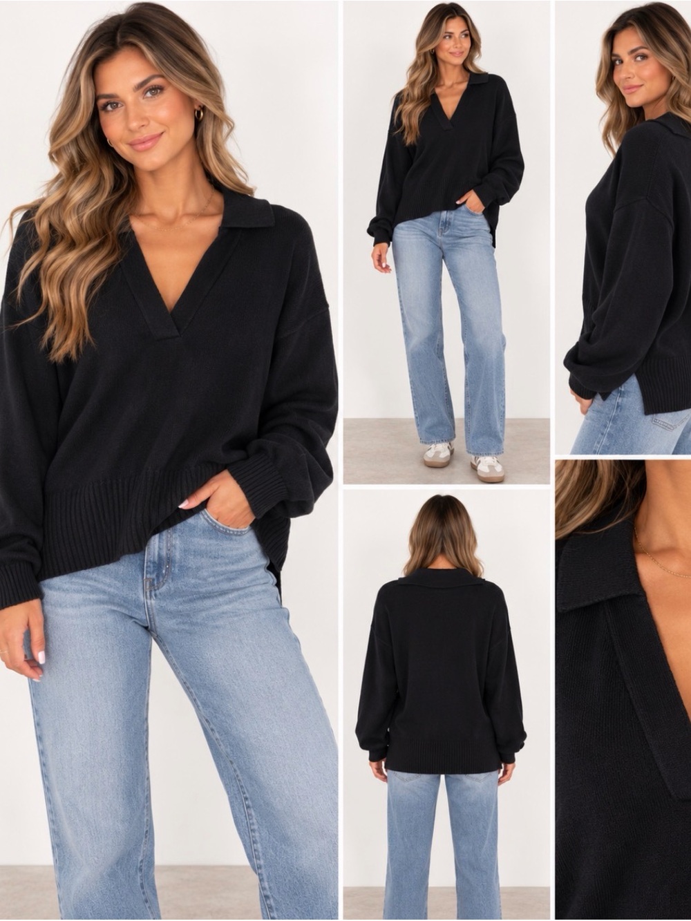 Banana Republic 100% Linen Johnny Collar Sweater Polo Black S